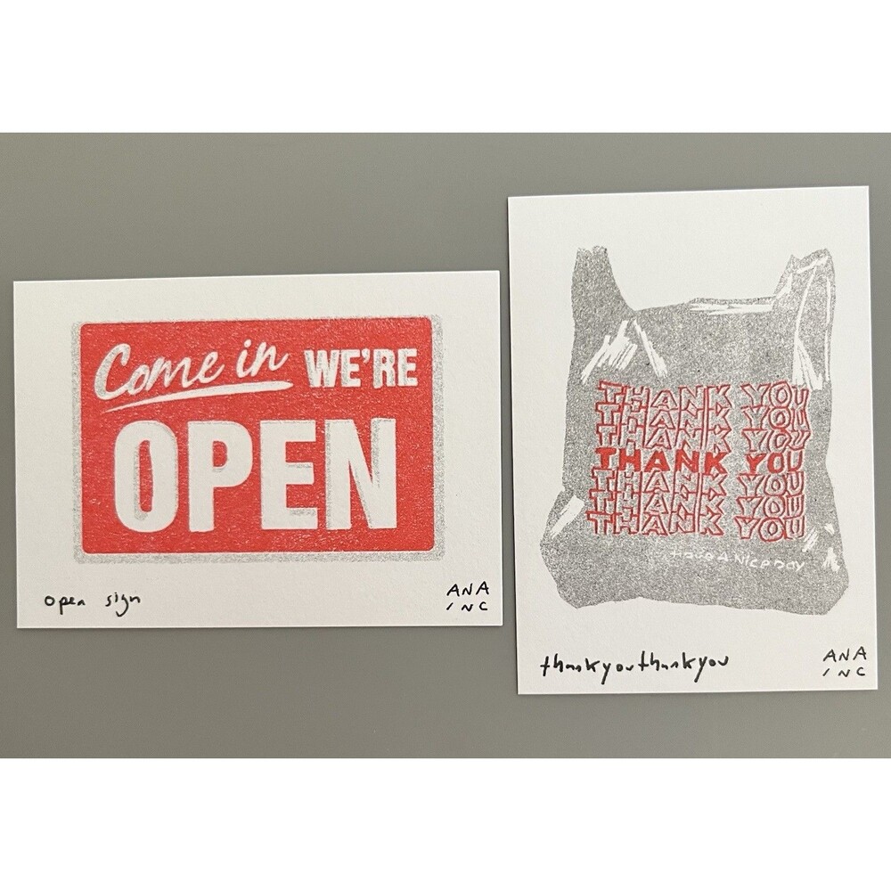 Ana Inciardi Mini Print Set - Open Sign and Thankyou Thankyou Thankyou